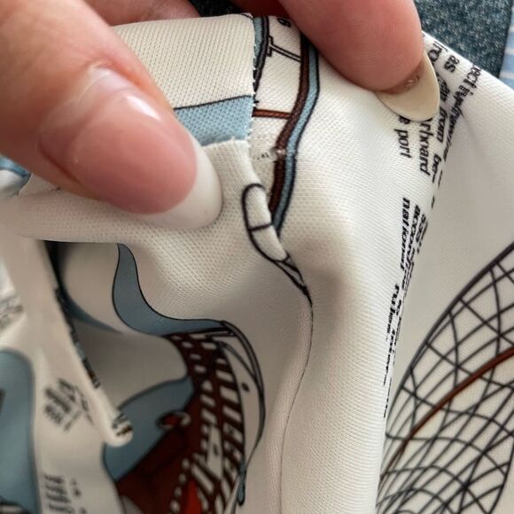 Vintage 70s Novelty Art‎ To Wear Boat Textbook Button Down Shirt Dagger Collar M - Picture 5 of 7